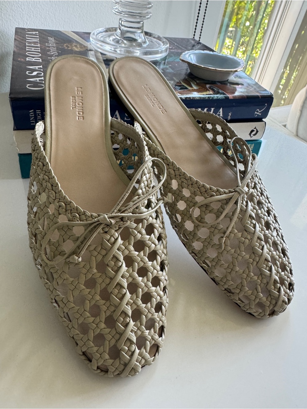 Le Monde Beryl Mule Woven Leather Flats